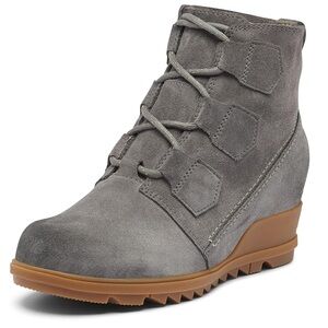 SOREL - Women's Evie Lace Waterproof Suede Ankle Bootie size 11 - Grey